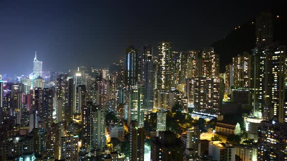Time Lapse Pan Of Hong Kong Skyline At Night - Hong Kong China 3