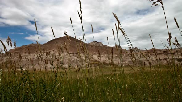 Time Lapse Pan Of Scenic Meadow - Badlands National Park 4k - 4096x2304