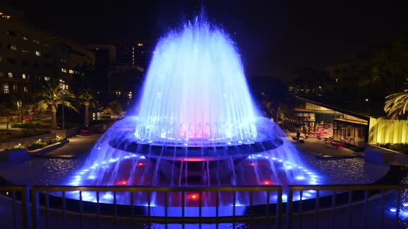 Los Angeles City Hall And Fountain Nighttime 1