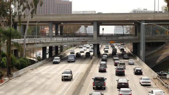 Traffic On Busy Freeway In Downtown Los Angeles California 62
