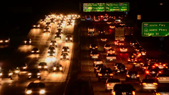 Busy Los Angeles Freeway Traffic At Night 1