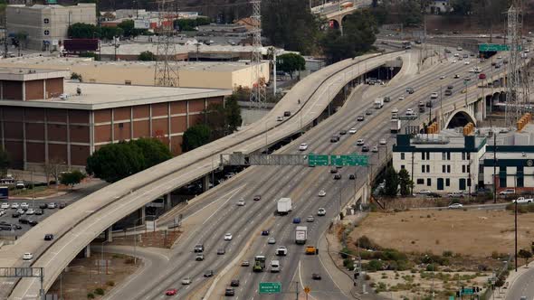 Traffic On Busy Freeway In Downtown Los Angeles California 64