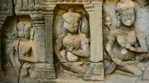 Stone Carving Of Religious Icons On Temple Wall - Angkor Wat, Cambodia 9 alt