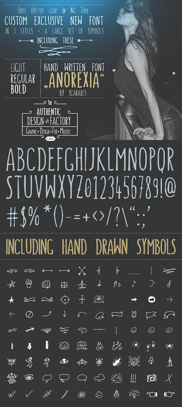 Handwritten Font “ANOREXIA” - Handwriting Fonts