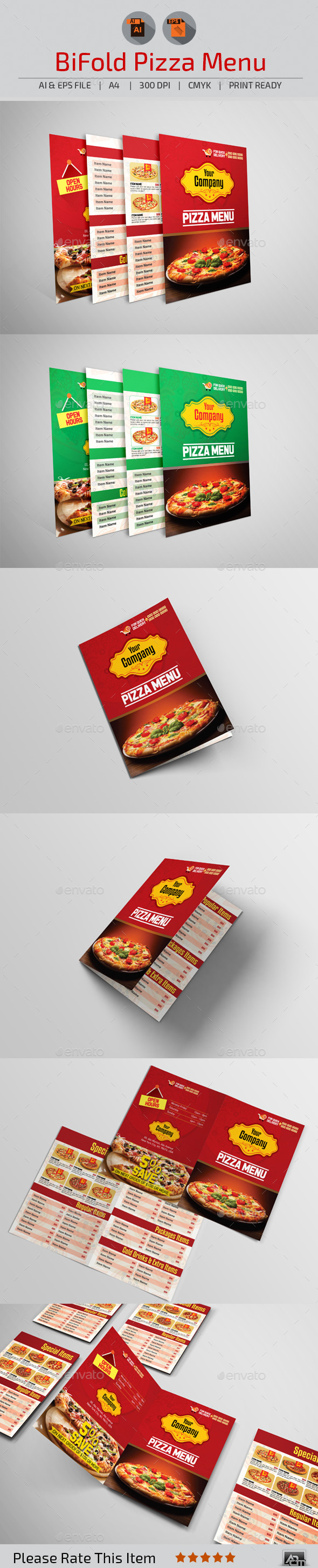 Bi-Fold Pizza Menu