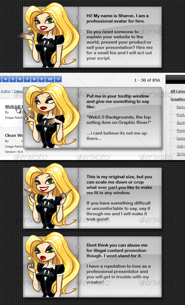 Sharon the original tooltip girl - pro sexy suit - Characters Illustrations