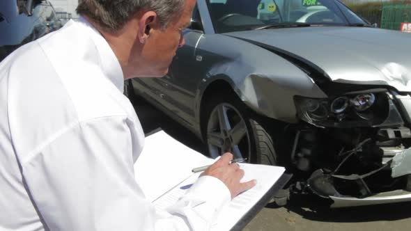 Loss Adjuster Inspecting Car Involved In Accident 5 alt