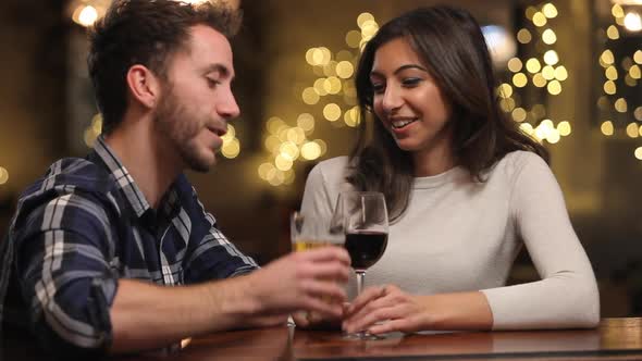Couple On Date Enjoying Evening Drinks In Bar 1 by monkeybusiness | VideoHive