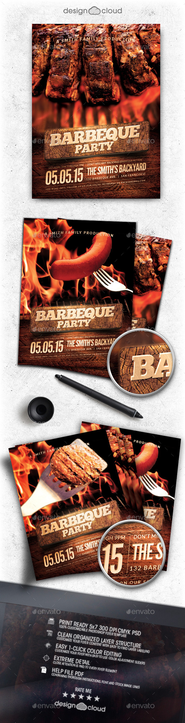 BBQ Party Flyer Template - Clubs & Parties Events
