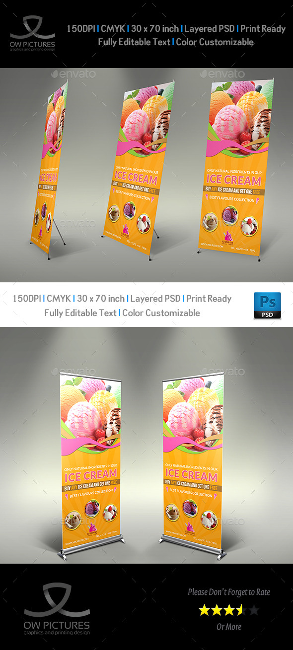 Ice Cream Roll-up Signage Banner Template Vol.3