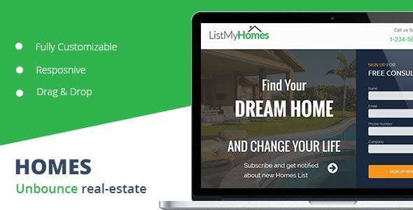 Homes Realestate unbounce - ThemeForest 11025899