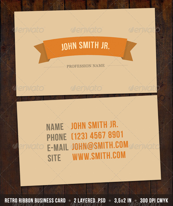 Retro Ribbon Business Card - Retro/Vintage Business Cards