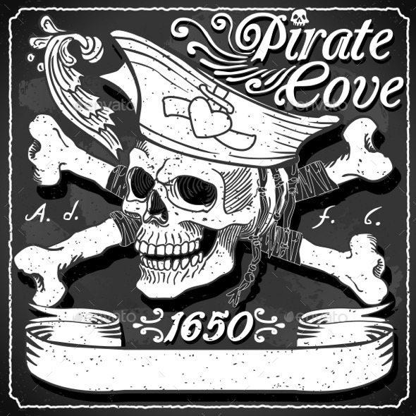 Black Pirate Cove Flag - Jolly Roger