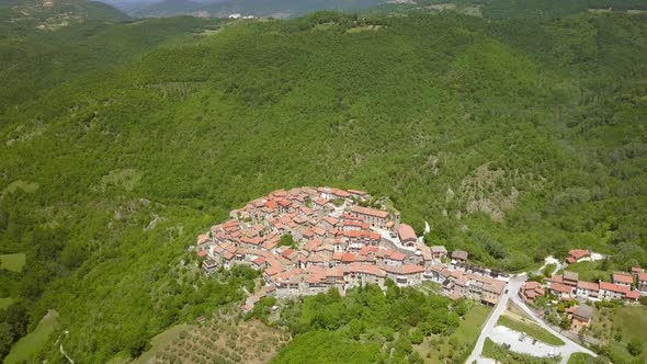 The Small White Houses on Top of the Mountain in Petrello Salto Italy