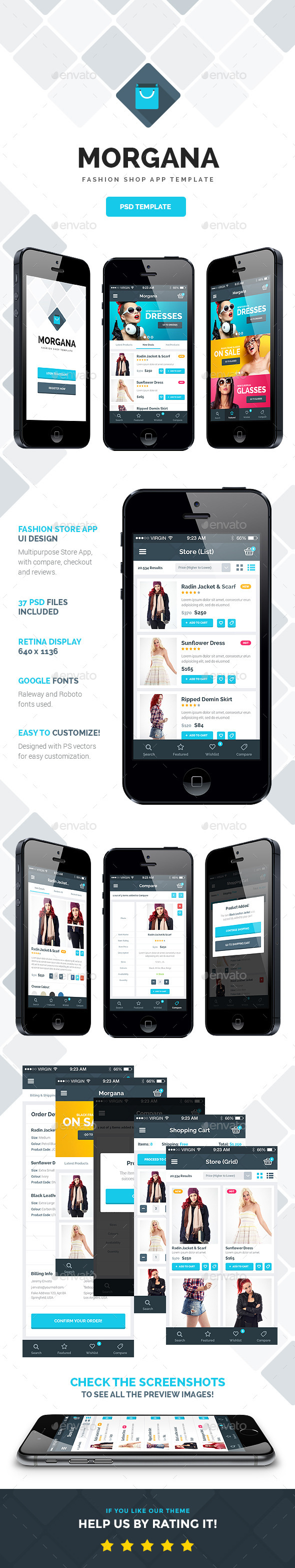 Morgana Fashion Shop - PSD App Template - User Interfaces Web Elements