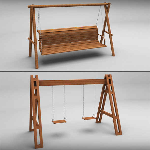 Garden wooden swings - 3Docean 11037725