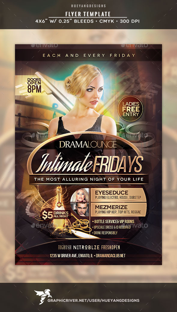 Intimate Fridays Flyer - Clubs & Parties Events