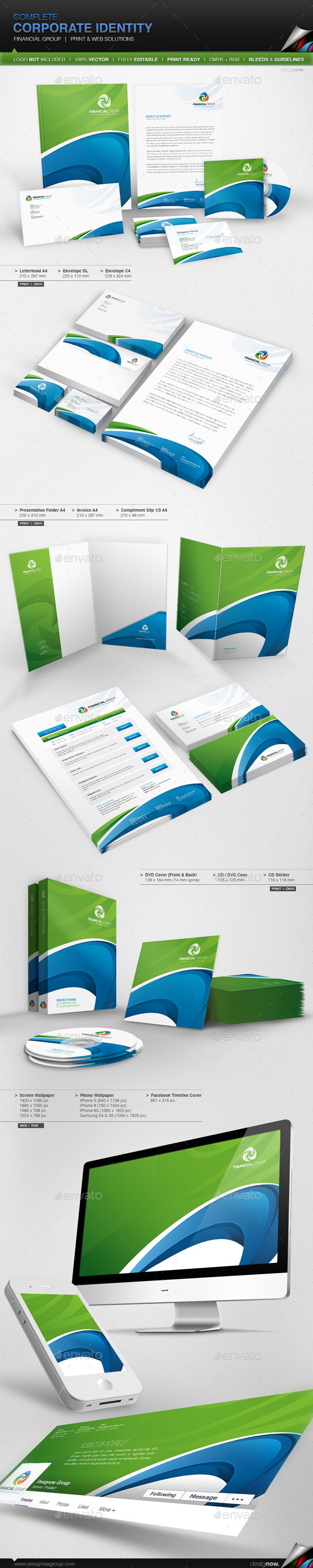 Corporate Identity - Financial Group - Stationery Print Templates