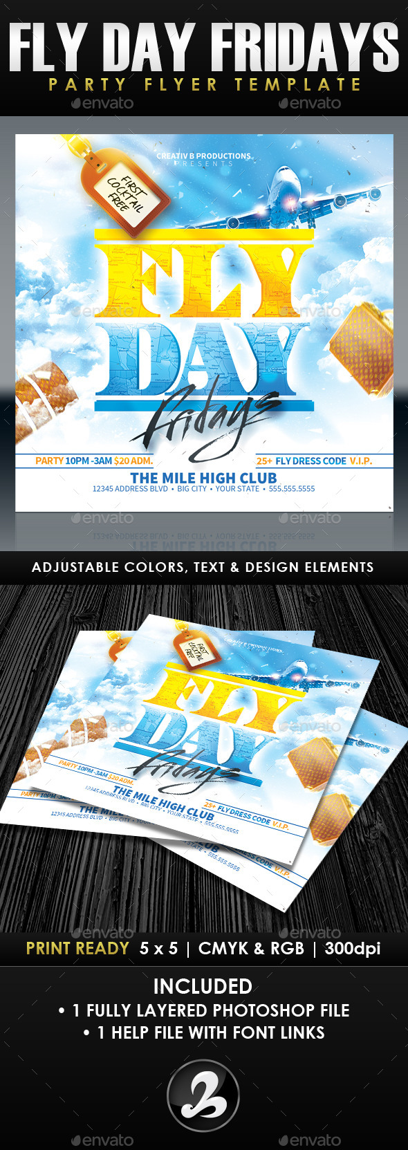 Fly Day Fridays Party Flyer Template - Clubs & Parties Events