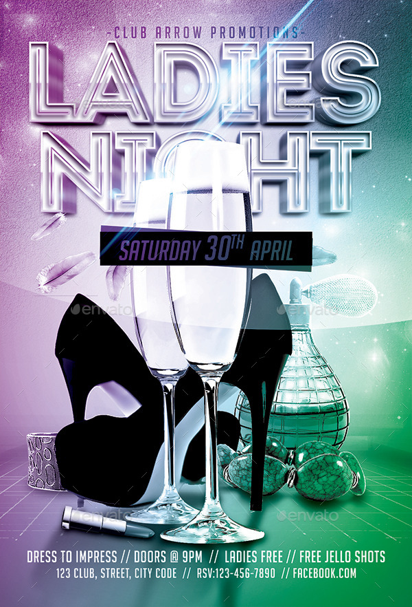 Ladies Night Flyer Template, Print Templates | GraphicRiver