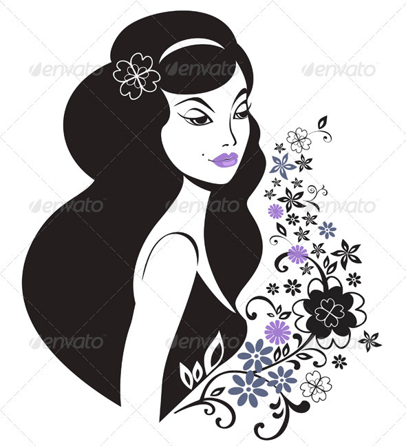 Beautiful Young Woman With Flower Pattern - People Characters