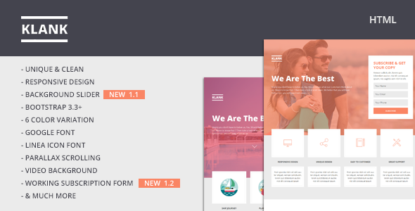 Klank | Multipurpose Landing Page With Bootstrap by bestpixels