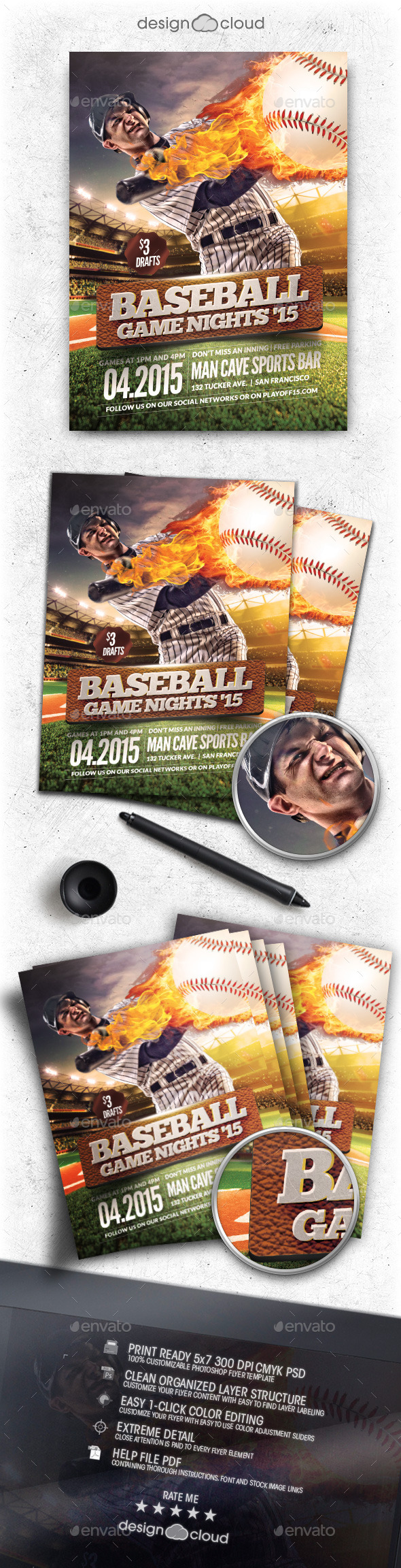 Baseball Game Nights Flyer Template - Sports Events