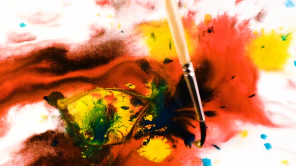 Psychoelic Abstraction Brush Paints Patterns in Watercolor on Wet Paper, Bright Spots of alt