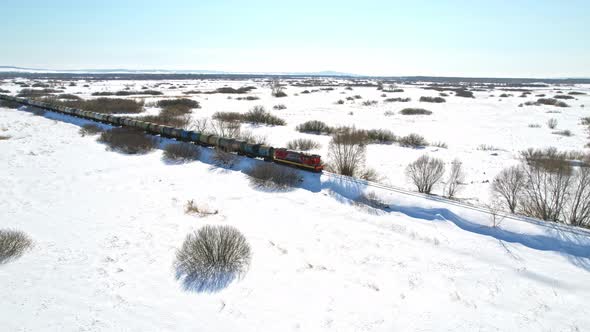 Freight Train In Winter