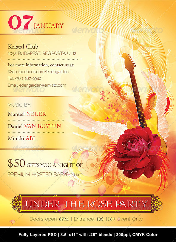 Rose Party Poster/Flyer - Clubs & Parties Events