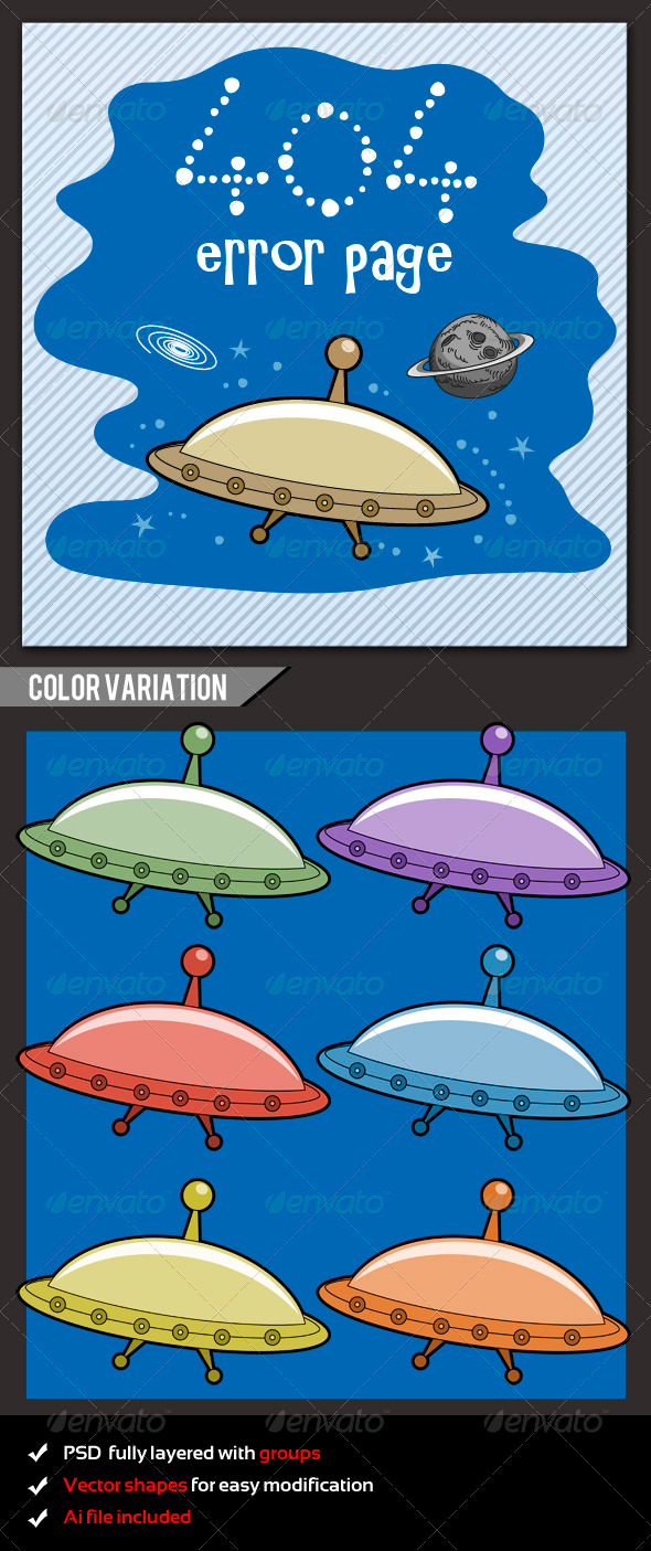 Flying Saucer-404 Error Page - 404 Pages Web Elements