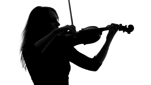 Silhouette Of a Girl Playing The Violin