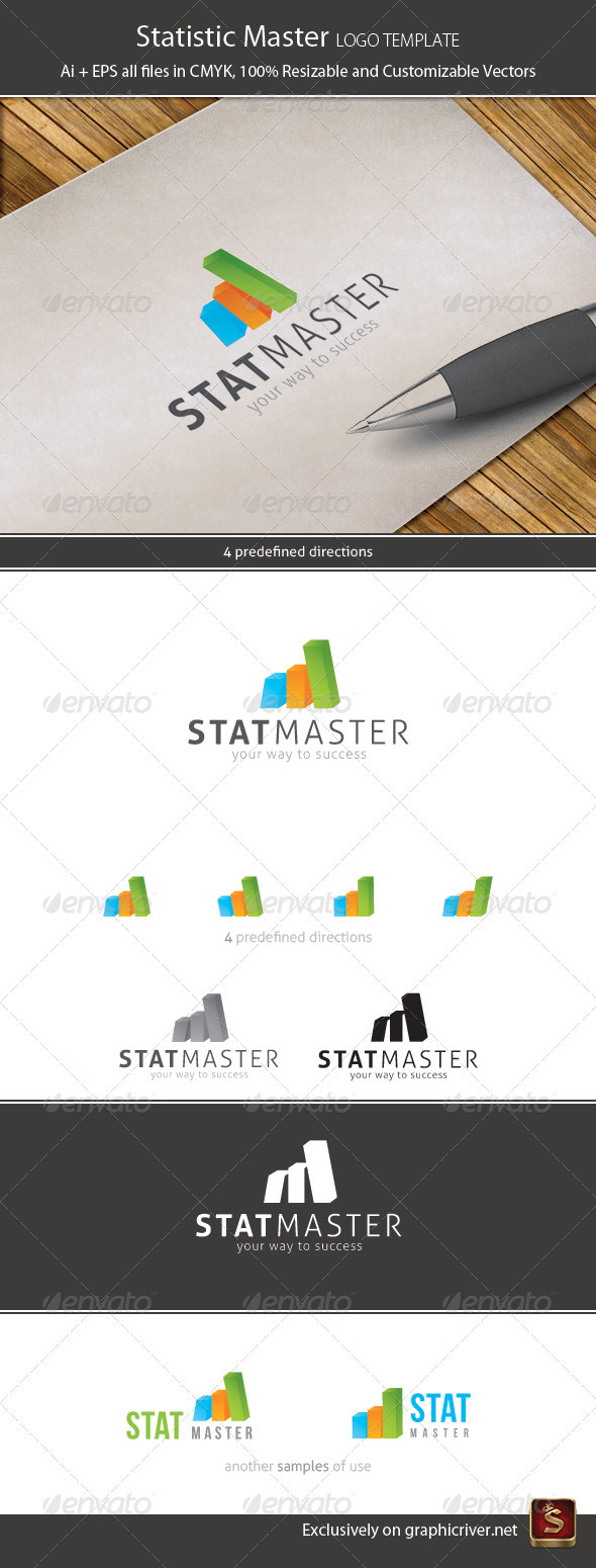 Statistics 4in1 Logo Template - Vector Abstract