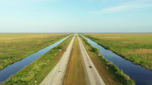 Aerial Drone Video Alligator Alley Florida Everglades 4k, Stock Footage