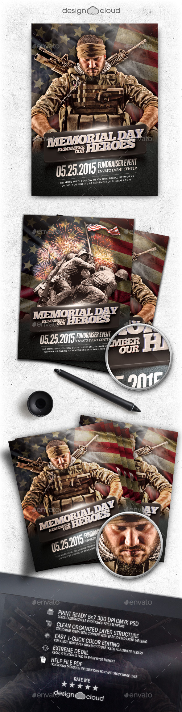 Memorial Day Remember Event Flyer Template - Holidays Events
