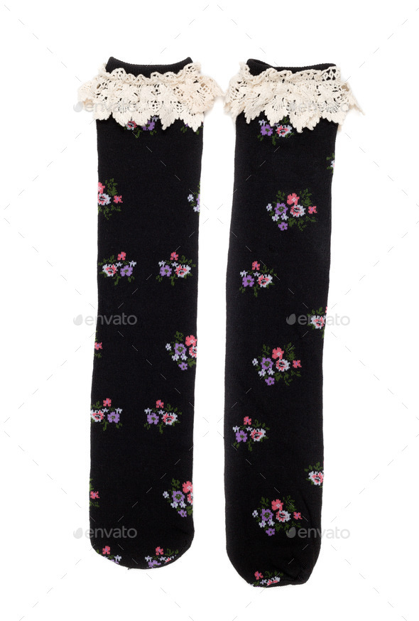 pair of female socks with lace.