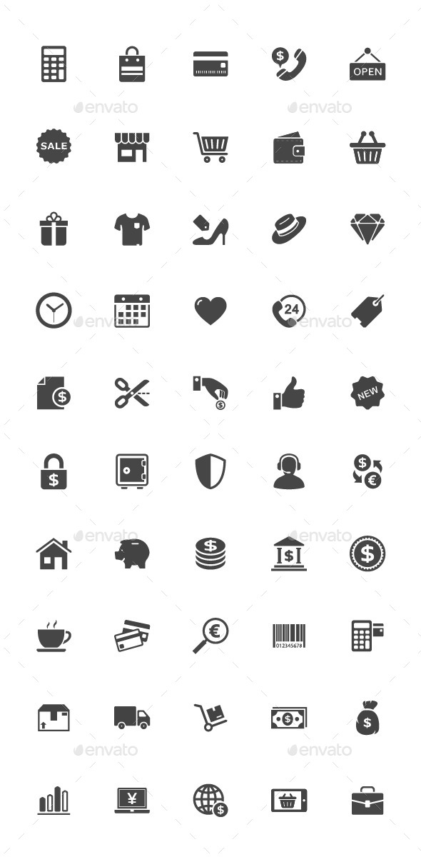 50 Shopping and Commerce Icon - Business Icons