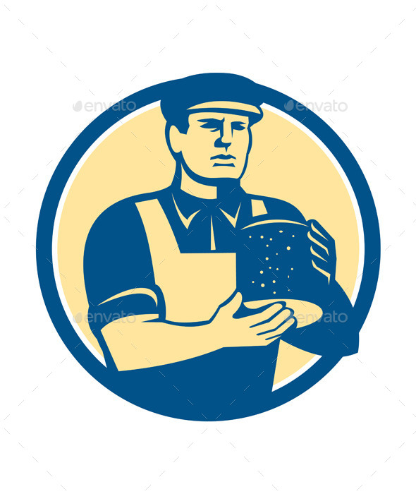Cheesemaker Holding Cheese Retro - People Characters