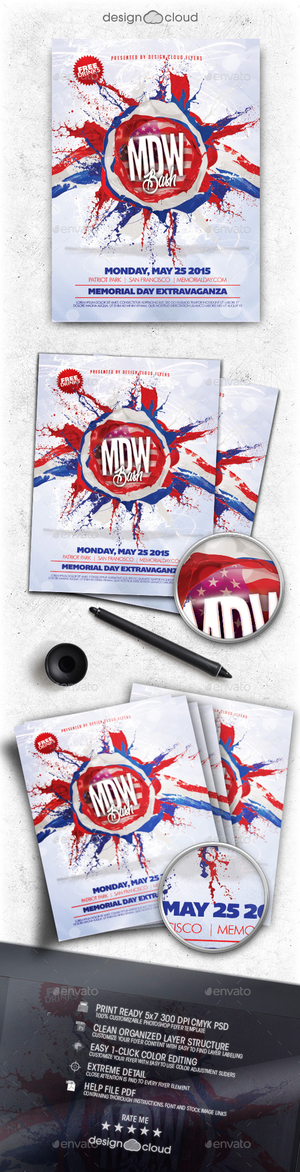 Memorial Day Weekend Bash Flyer Template - Holidays Events