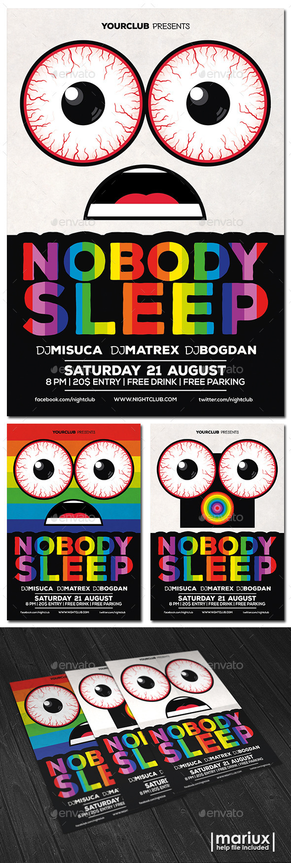 Nobody Sleep Party Flyer - Clubs & Parties Events