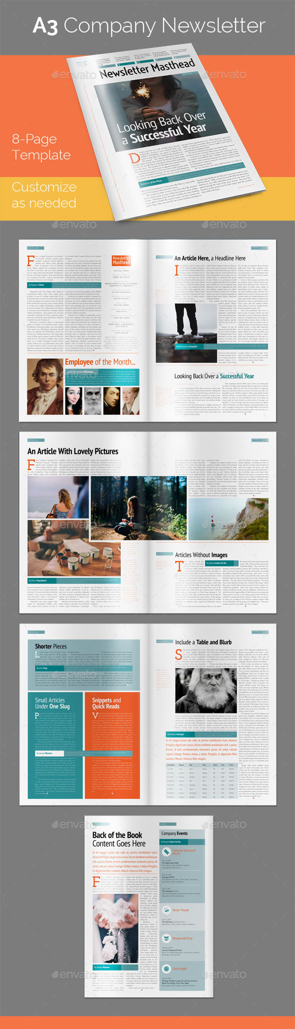 8-Page A3 Company Newsletter in Newsletter Templates