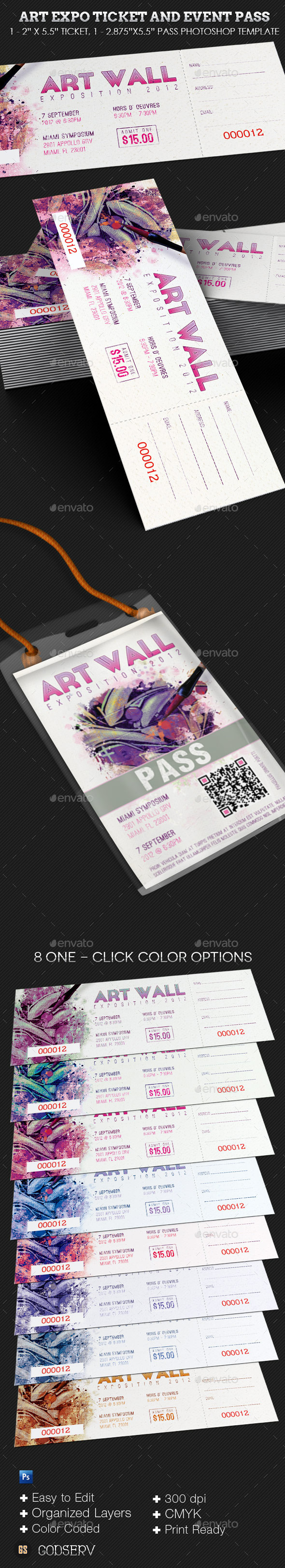Art Expo Ticket Event Pass Template - Miscellaneous Print Templates