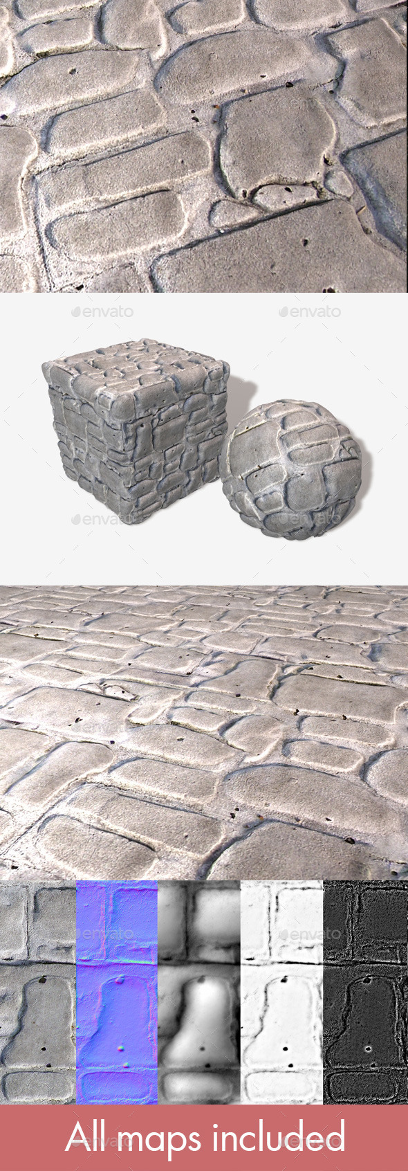 Cobblestone Bricks Seamless - 3Docean 11089431