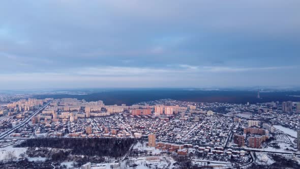 Aerial Kharkiv city urban cityscape with epic sky