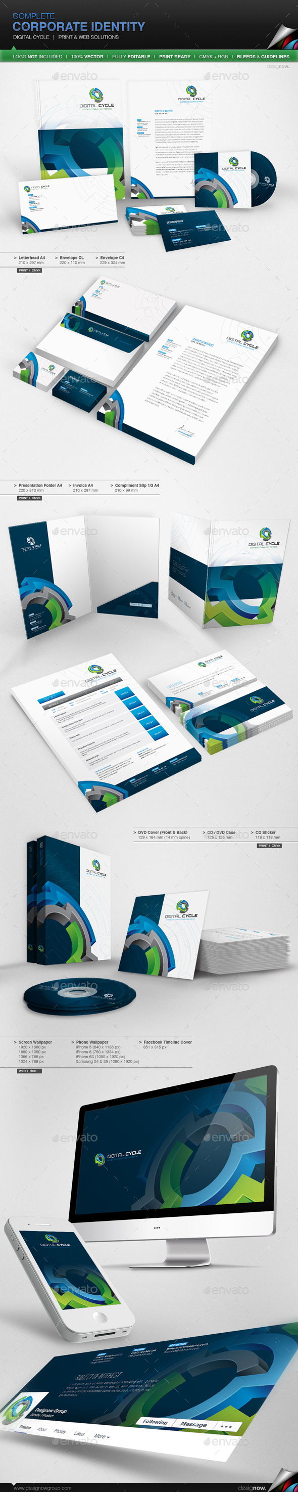 Corporate Identity - Digital Cycle - Stationery Print Templates