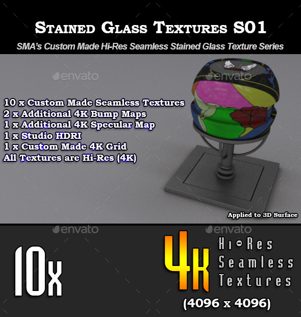Hi-Res Stained Glass Textures - S01 - 3DOcean Item for Sale