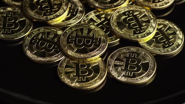 Rotating shot of Bitcoins alt