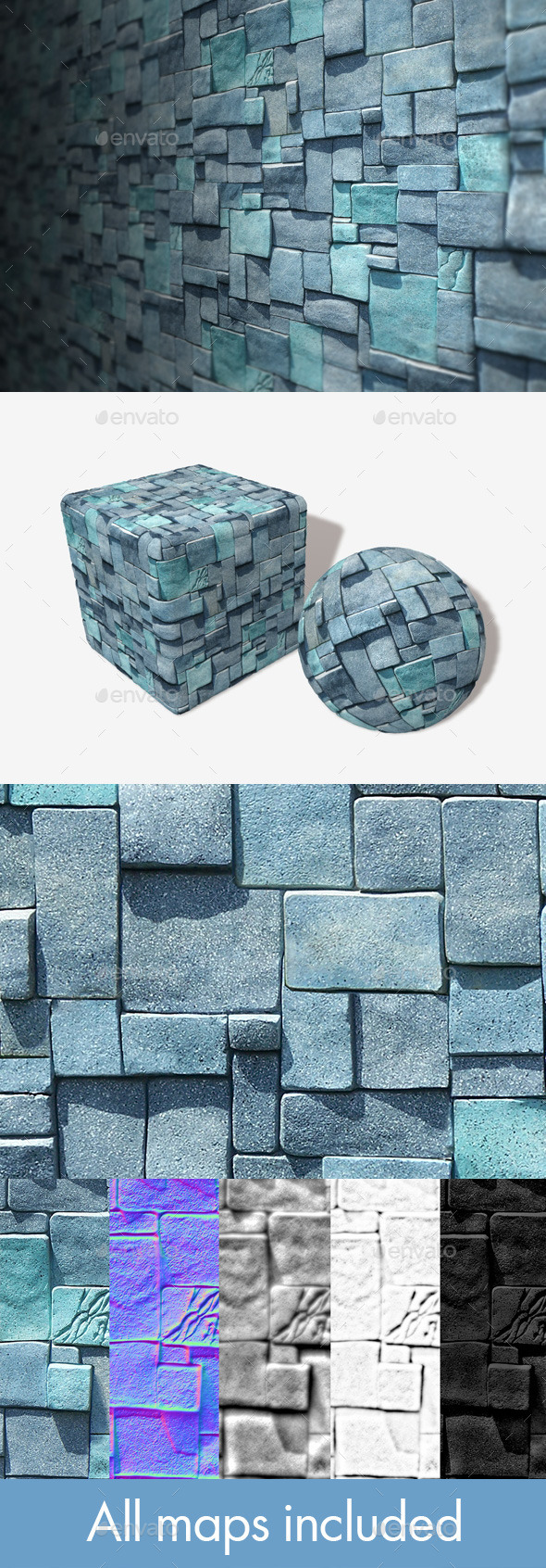 Blue Cube Bricks - 3Docean 11111513