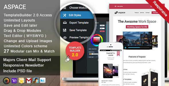 Aspace Responsive Email - ThemeForest 9477454