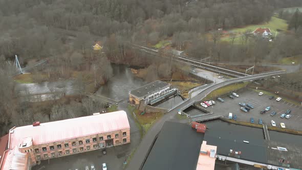 Small Hydropower Plant Producing Hydroelectricity Industrial Concept Aerial alt